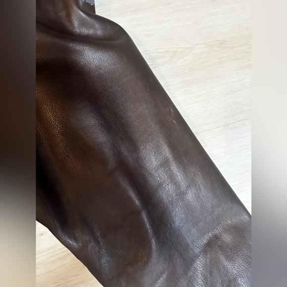 GOLDEN HAWK Vintage Brown Leather Button Up Moto Coat Removable Lining Men’s 2XL - Picture 10 of 16